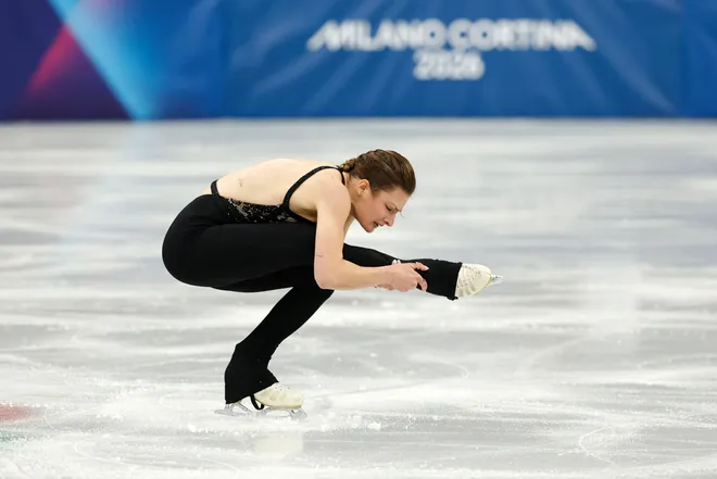 Kristen Spours of Great Britain competes during the Women's singles figure skating short program on Feb. 17, 2026.