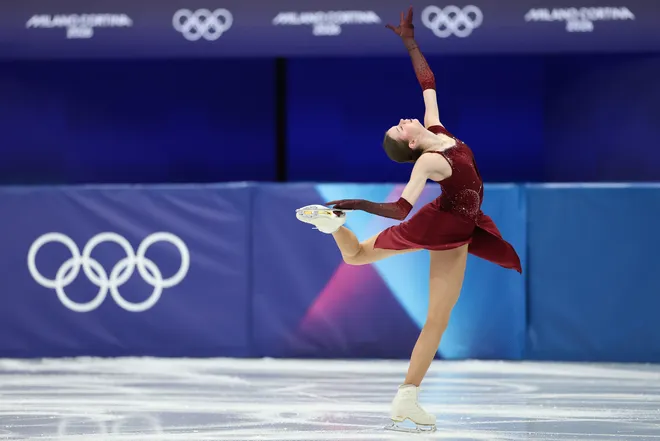 Viktoriia Safonova of Team Individual Neutral Athletes competes during the Women's singles figure skating short program at the Milano Cortina 2026 Winter Olympic games on Feb. 17, 2026.