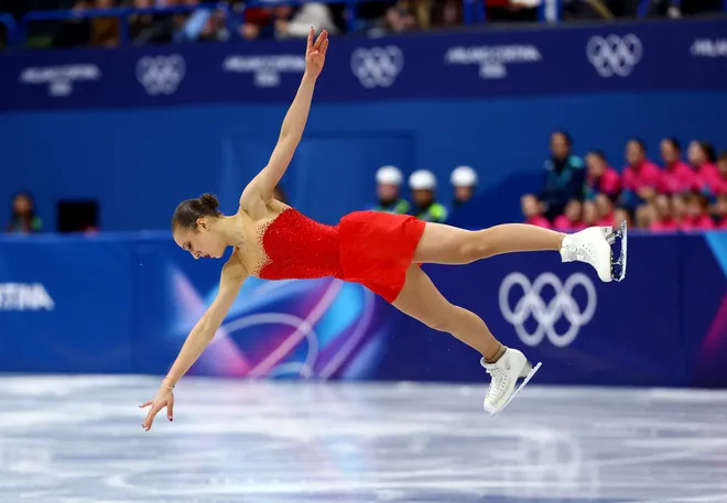 Livia Kaiser of Switzerland performs during the Women's singles figure skating short program on Feb. 17, 2026.