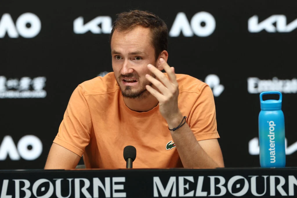 Daniil Medvedev speaks at a press conference at the 2026 Australian Open.