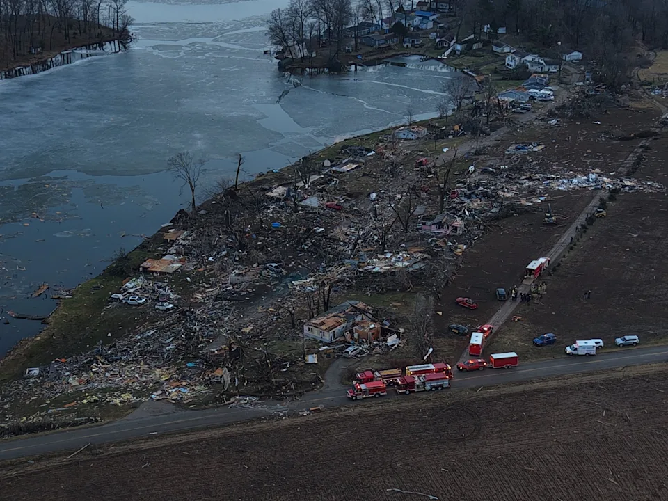 Devastating tornado damage in Union City, Michigan