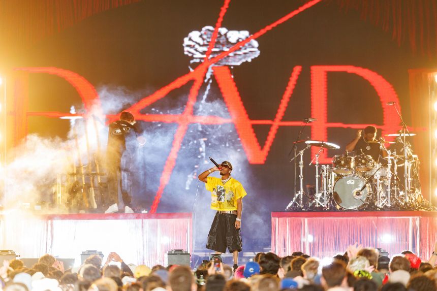 Artist d4vd performs at the Coachella Valley Music and Arts Festival in Indio, California on April 18, 2025.