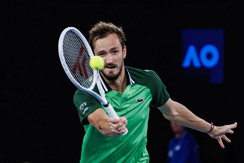 Daniil Medvedev in action ahead of the ATP Doha.