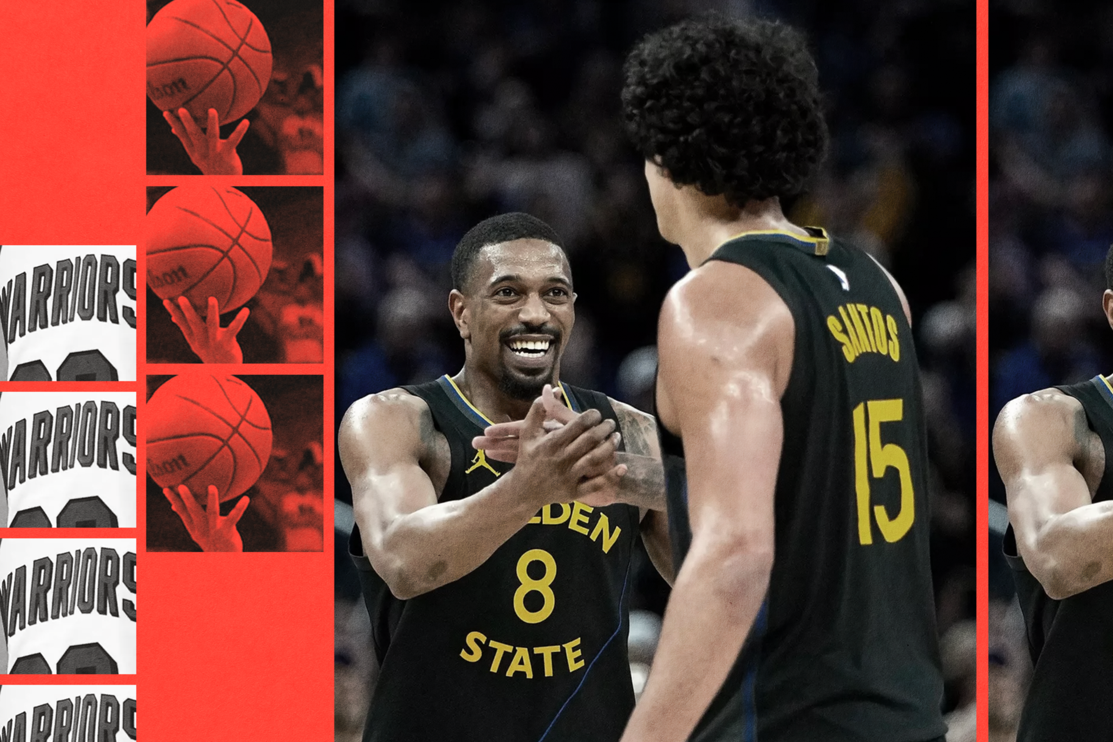 Two Golden State Warriors players, number 8 and number 15 with 