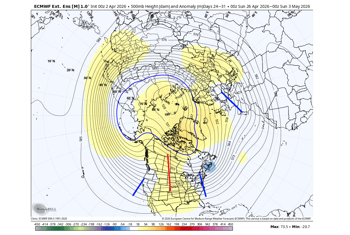 weather-forecast-end-of-april-2026-500mb-pressure-anomaly-pattern-trend-ecmwf-united-states-canada-extended-range