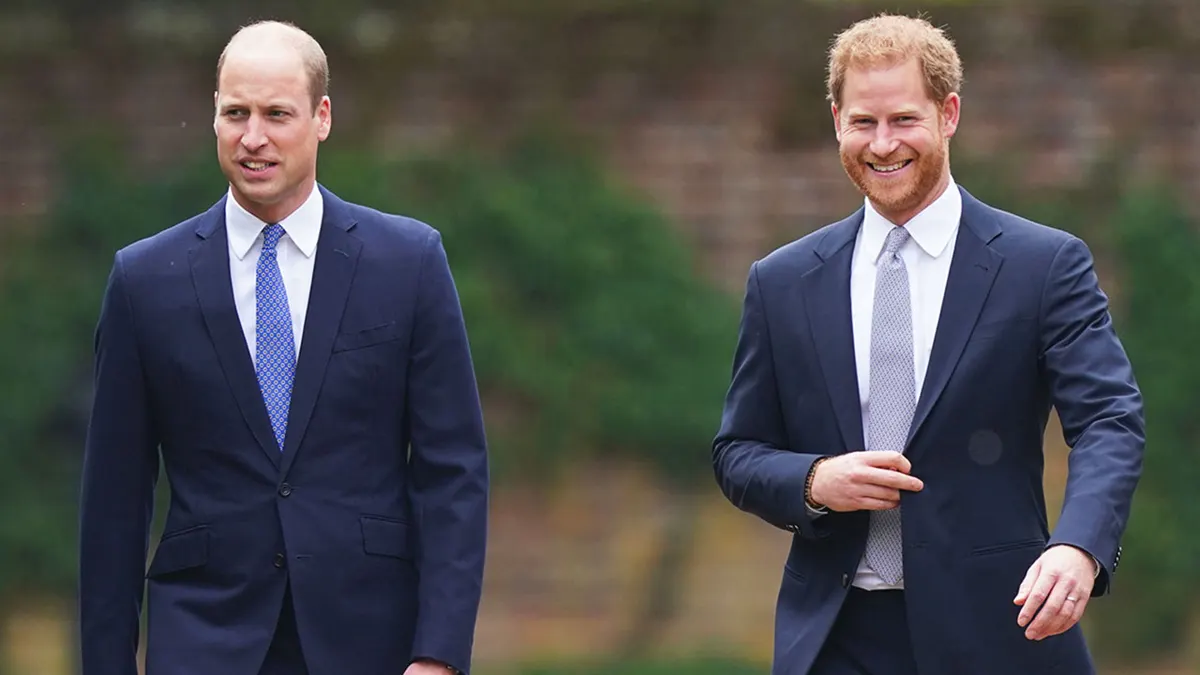 Prince William and Prince Harry arriving at Kensington Palace for statue unveiling.