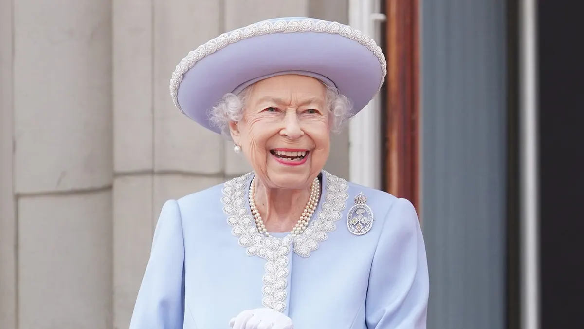 Queen Elizabeth II watching from Buckingham Palace balcony during Trooping the Colour parade