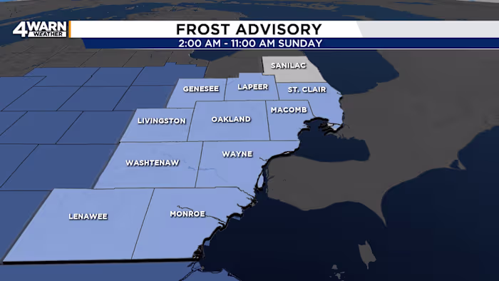 Colder changes with frost and/or freeze conditions expected, with a few rain showers for Metro Detroit
