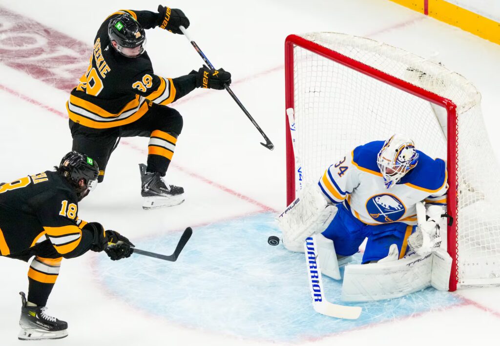 Sabres goaltender Alex Lyon received his first start of the series in Game 3.