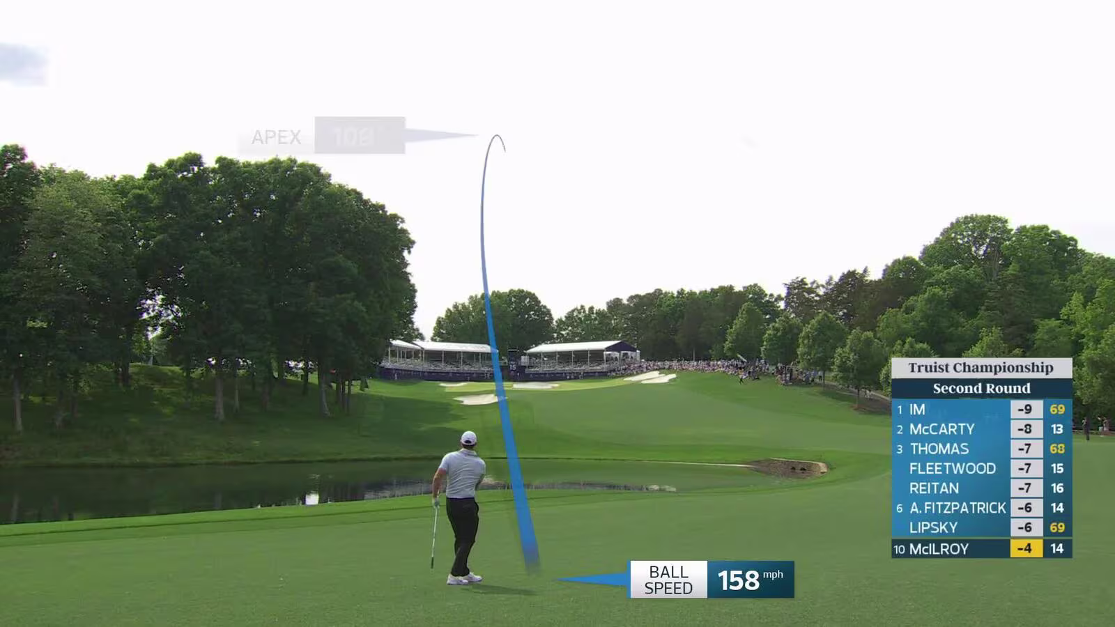 Rory McIlroy's 236-yard approach sets up birdie on No. 15 at Truist Championship