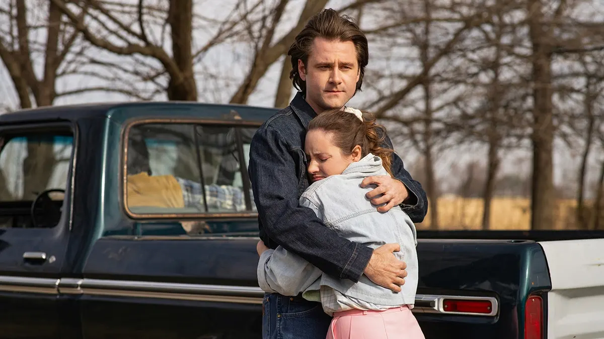 An emotional scene from the Lifetime film