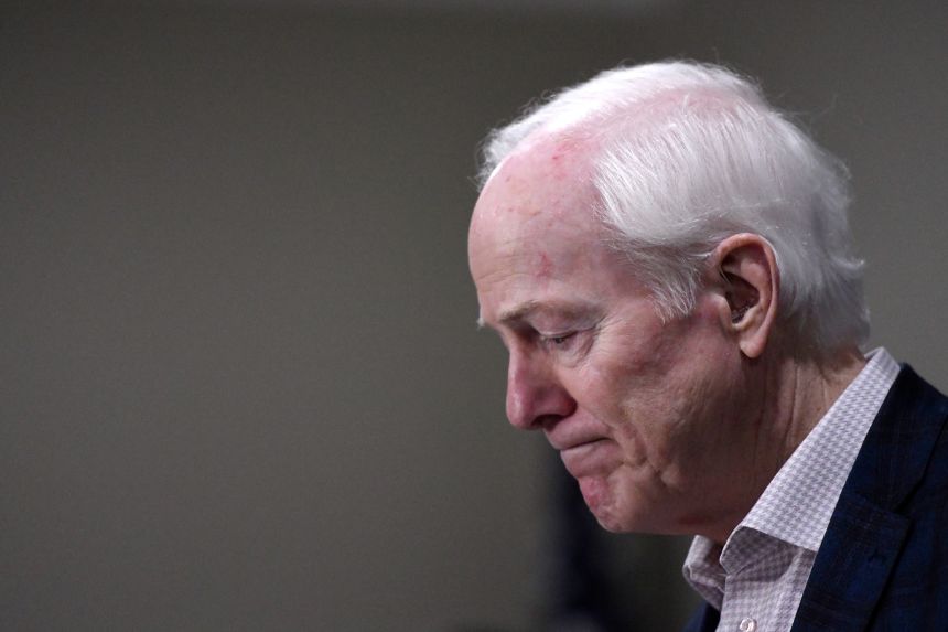 Sen. John Cornyn pauses during a campaign event in Lubbock, Texas, on May 19.