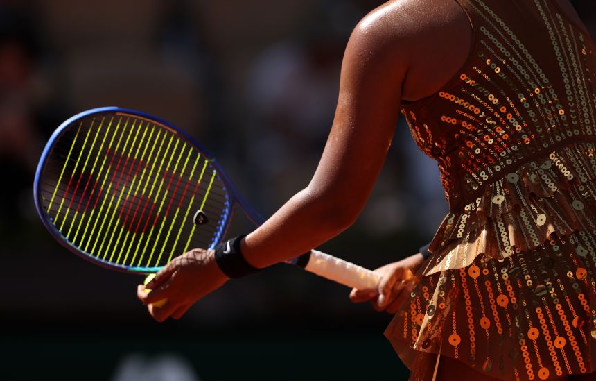 Detailed view of the dress Osaka was wearing during her straight-sets win.