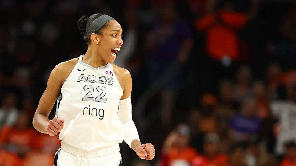 Las Vegas Aces star A'ja WilsonMark J&period; Rebilas-Imagn Images