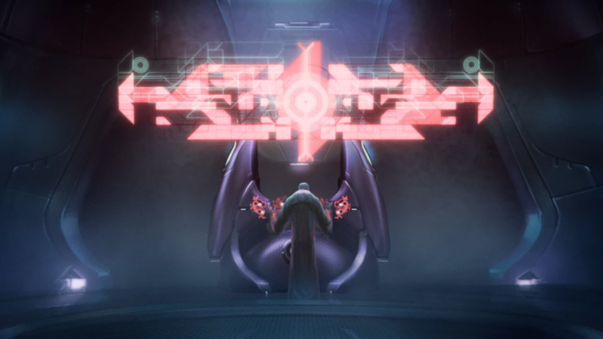 Halo 2: Anniversary Terminal screenshot of a San'Shyuum scribe operating a holographic interface