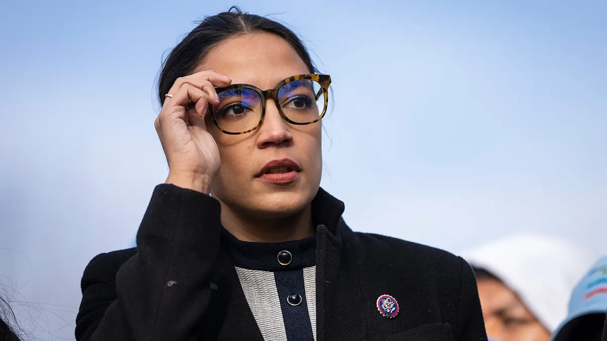 Rep. Alexandria Ocasio-Cortez speaking at a rally outside the U.S. Capitol in Washington, D.C.