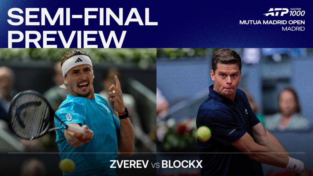 Alexander Zverev and Alexander Blockx will meet for the first time Friday in Madrid.