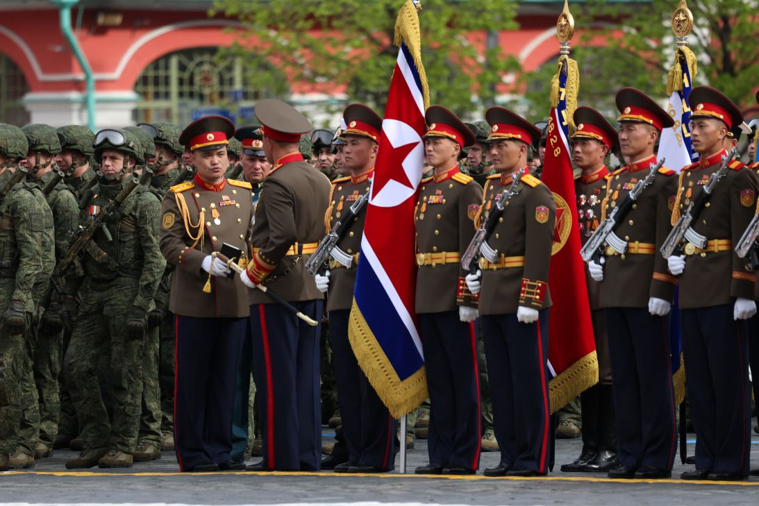 Russian and North Korean servicemen attend Moscow's Victory Day parade on May 9, 2026. North Korea sent three waves of soldiers to fight in Russia's war on Ukraine.