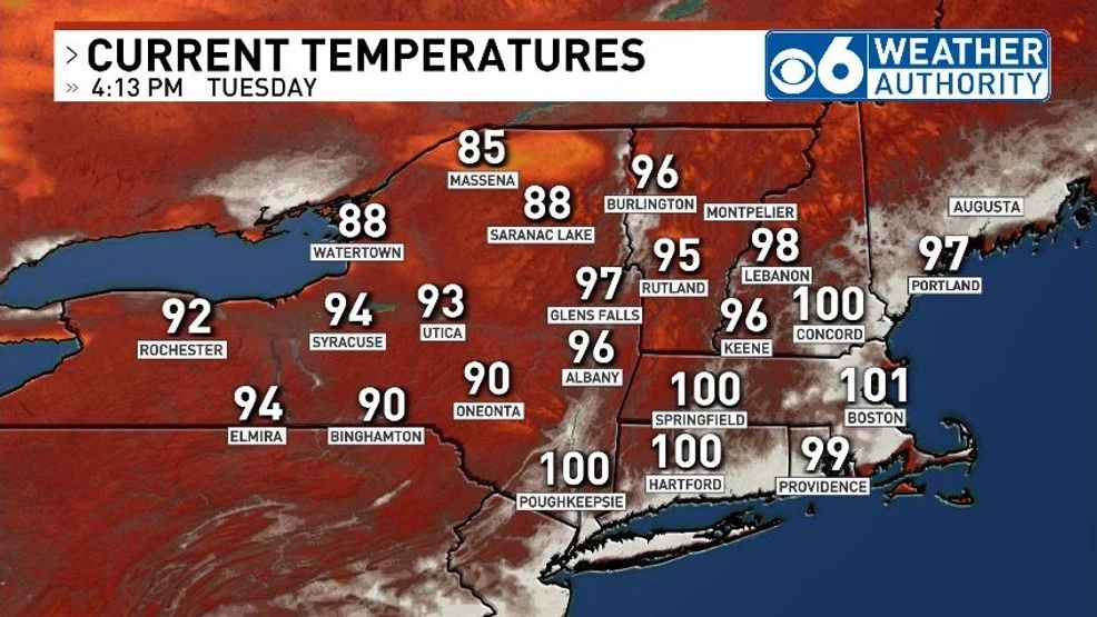 4pm Observed Temperatures July 24, 2025