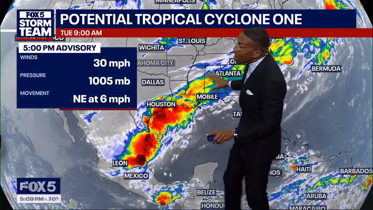 Tropical system sits in South Texas and could track here