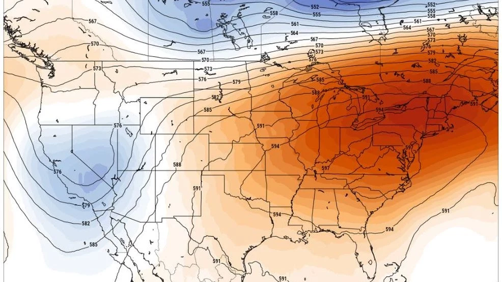 8am Tuesday June 24, 2025 500 mb Height Anomaly Chart