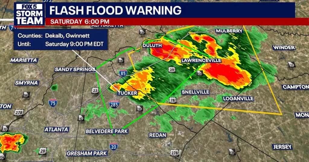 Severe storms trigger flash flood warning across metro Atlanta counties