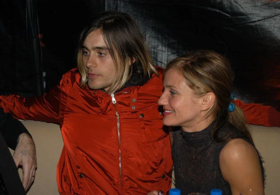 Sofia Boutella hugging Jared Leto at an event