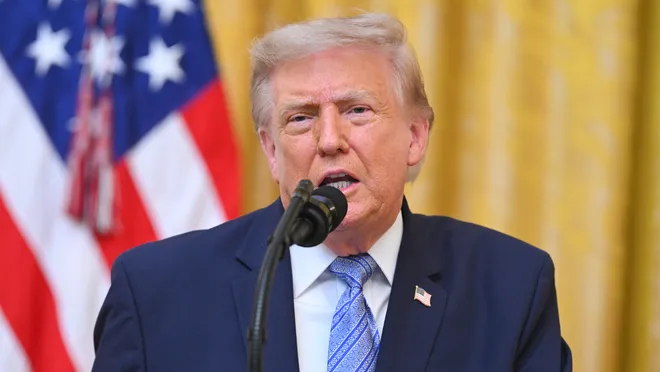 U.S. President Donald Trump addresses the nation from the East Room of the White House on July 16, 2026.