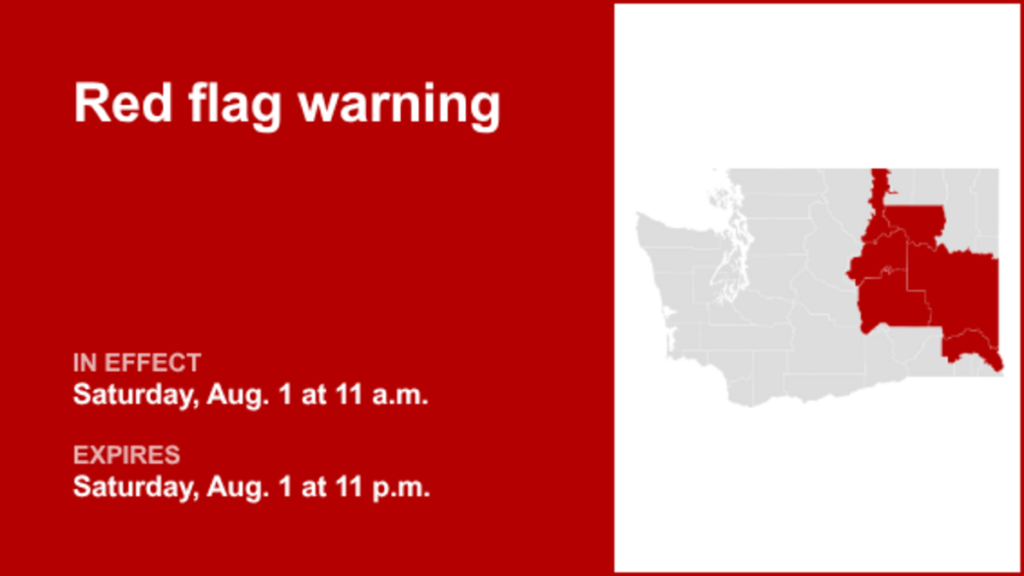 Red flag warning affecting Eastern Washington Saturday - enhanced fire threat