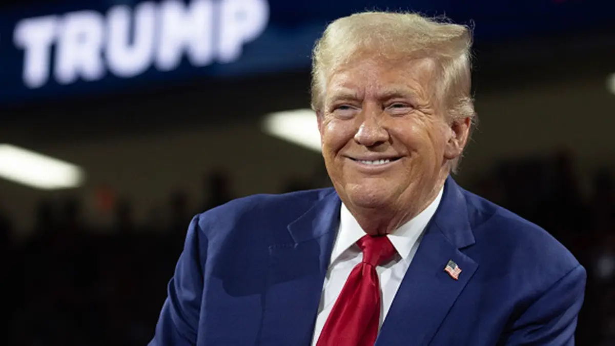 Donald Trump speaks at a campaign event at the Dort Financial Center in Flint, Michigan.