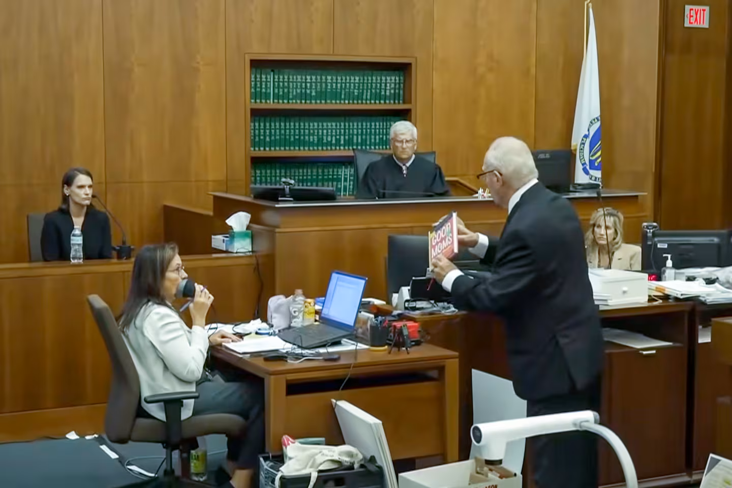 Kevin Reddington refers to a book suggested to Lindsay Clancy during treatment during cross examination of Rebecca Jollotta on Day 11 of the Lindsay Clancy murder trial at Plymouth Superior Court in Plymouth, Monday, Aug. 11, 2026.