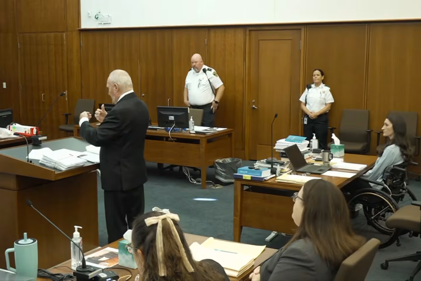Kevin Reddington speaks to the judge at the start of Day 11 of the Lindsay Clancy murder trial at Plymouth Superior Court in Plymouth, Monday, Aug. 11, 2026.