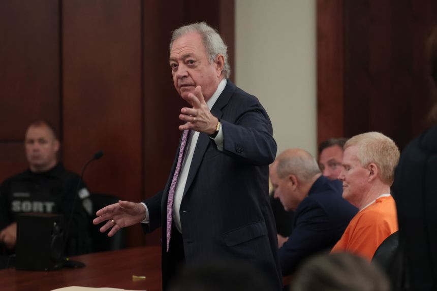 Defense attorney Dick Harpootlian represents his client, Alex Murdaugh, on June 29 at a status hearing at the Marc H. Westbrook Judicial Center in Lexington, South Carolina.