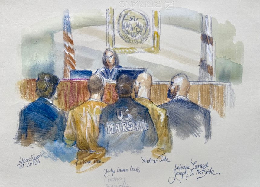 Andrew and Tristan Tate appeared in Miami federal court for an initial appearance on a UK extradition case over new rape and sex trafficking charges.