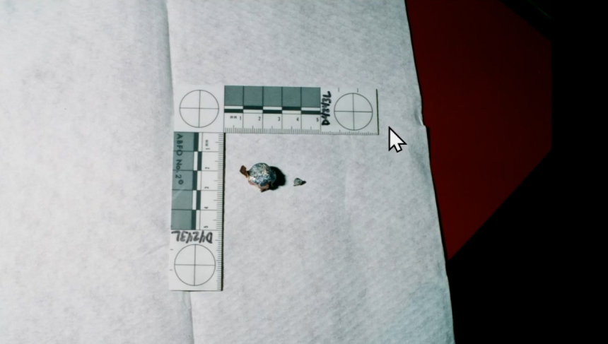 An image showing a bullet fragment was shown during the trial on Tuesday, August 18.