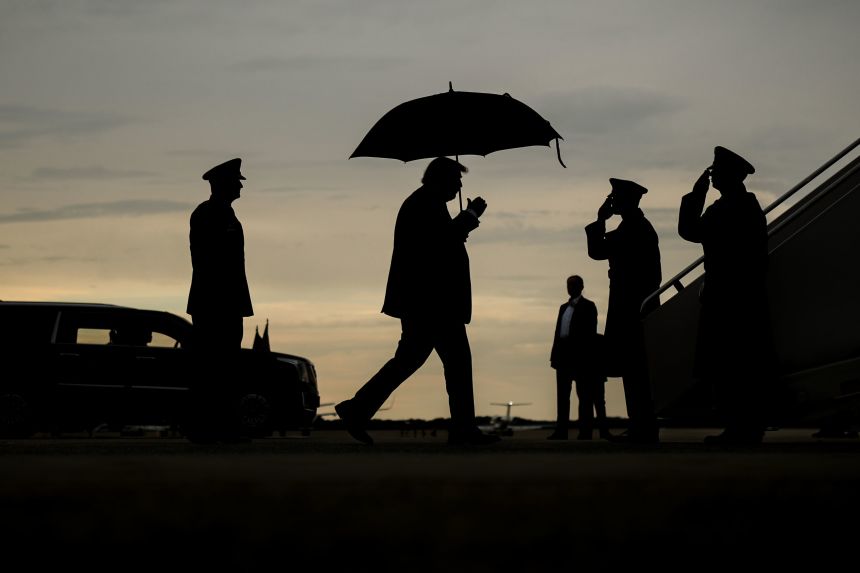 President Donald Trump walks to board Air Force One on September 4 at Joint Base Andrews, Maryland.