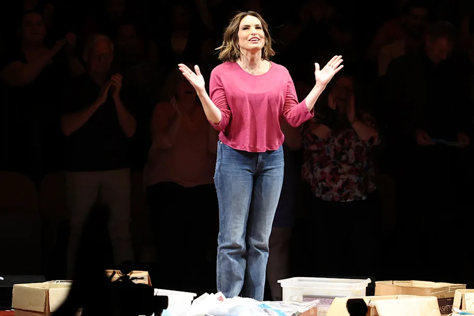 Mariska Hargitay acknowledges the audience after making her Broadway debut during the opening night of 