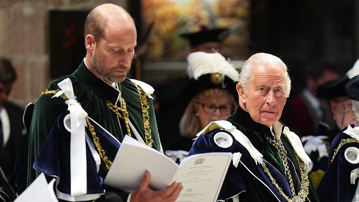 King Charles III and Prince William, Prince of Wales, attend the Thistle Service at St Giles' Cathedral in Edinburgh.