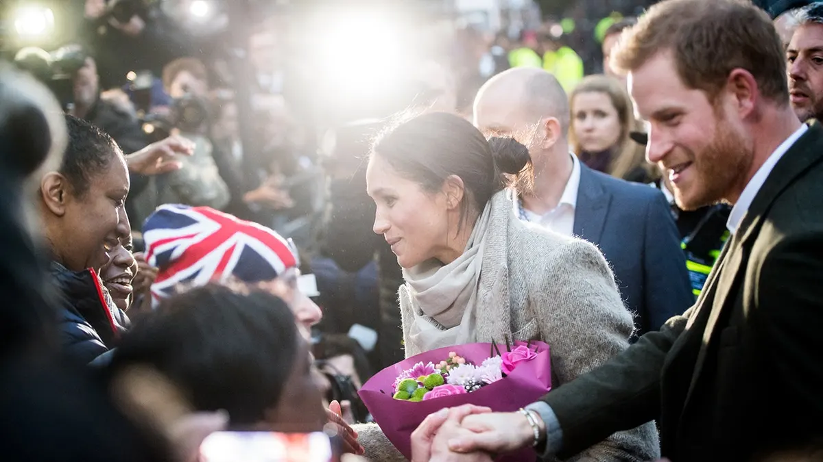 Prince Harry and Meghan Markle meet well-wishers at Reprezent 107.3FM in London.