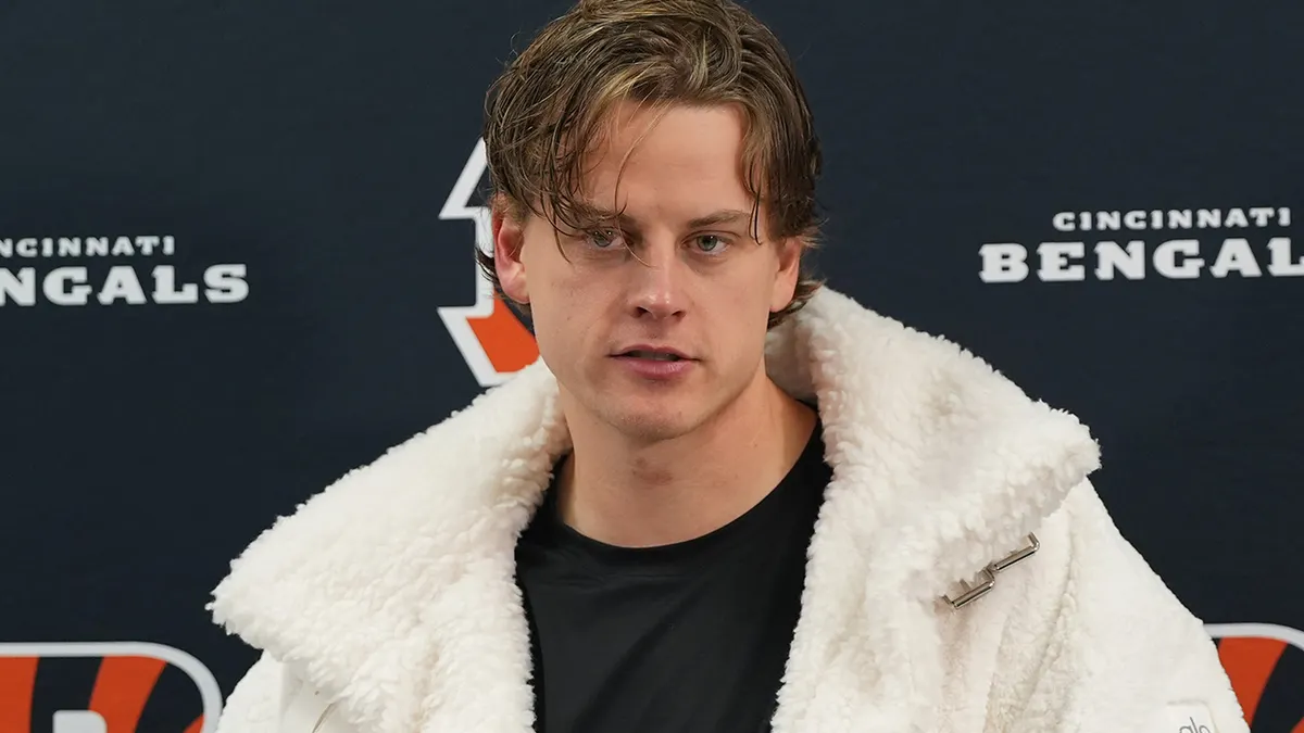Joe Burrow talks to reporters