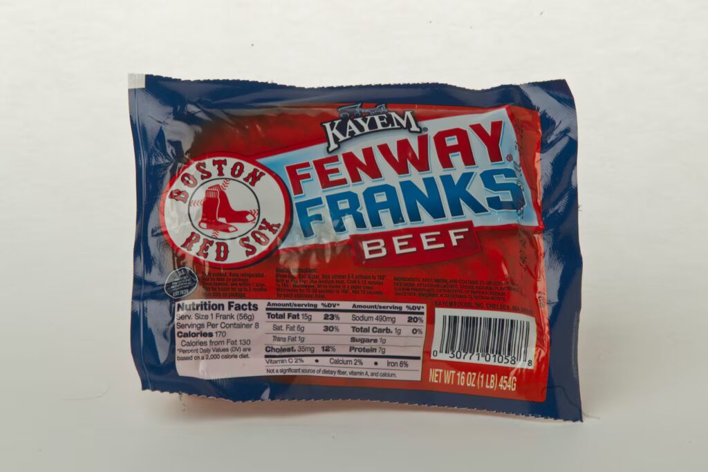 A package of Kayem Fenway Franks.